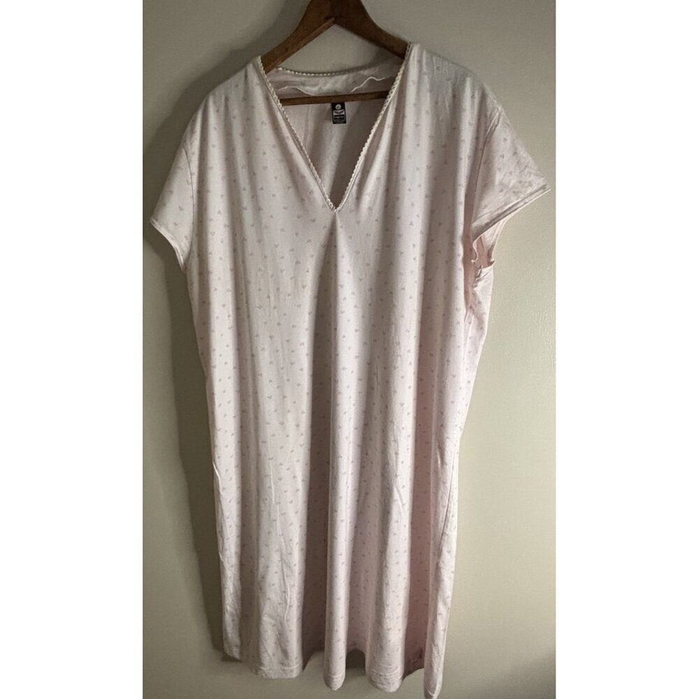 Trigema Night Gown Sleep Dress Hearts Soft cotton Size XL Cottage Germany